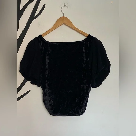 Free People Midnight Mood black velvet crop top - Picture 4 of 12